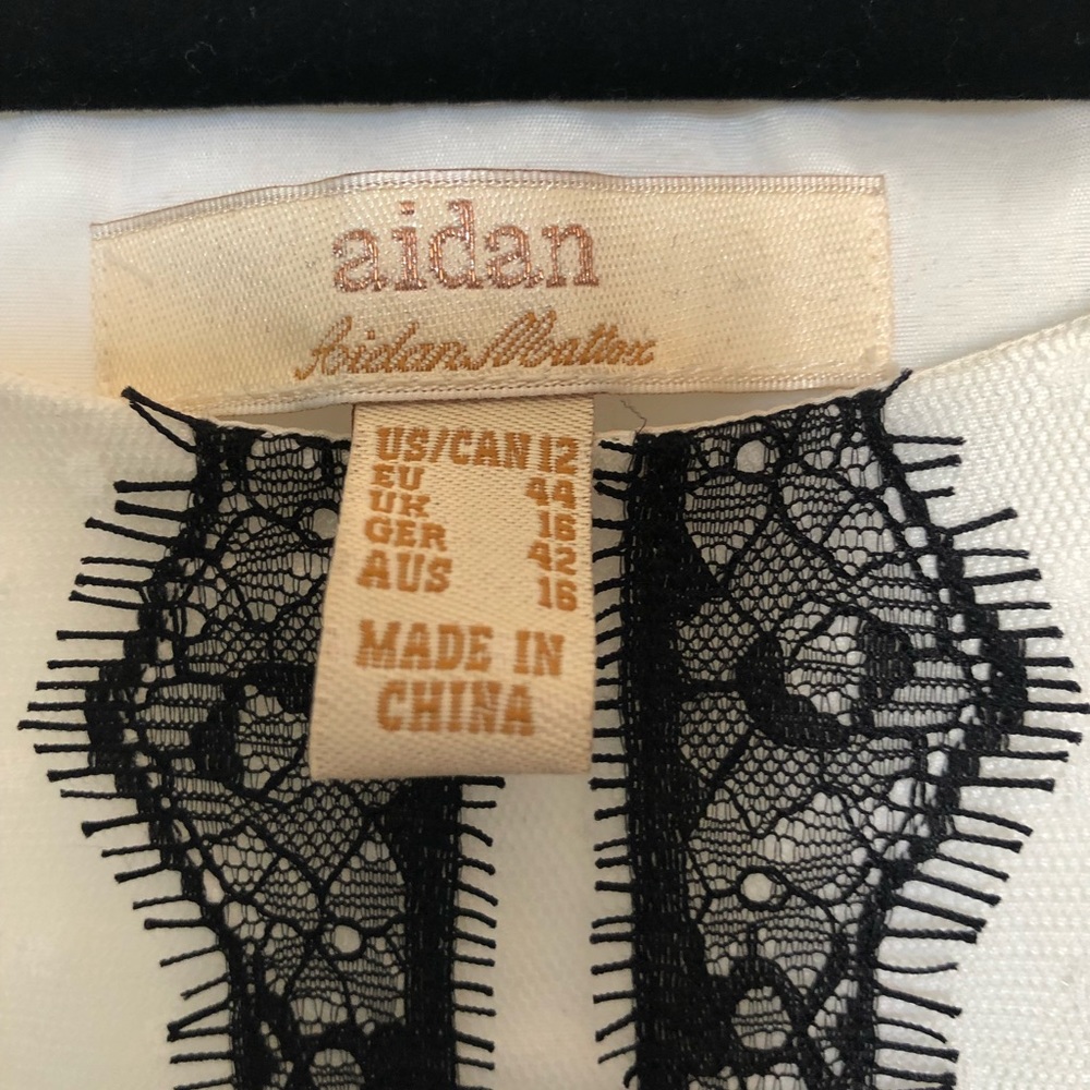 Aidan by Aidan mattox point D’esprit Gown White and black Size: 12 - Picture 7 of 7